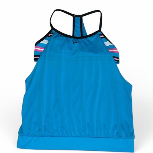 Nike Blue Tank Top with Striped Sleeves - Picture 1 of 3